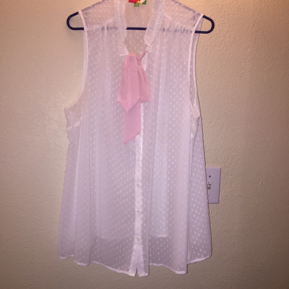 Modcloth White and pink blouse